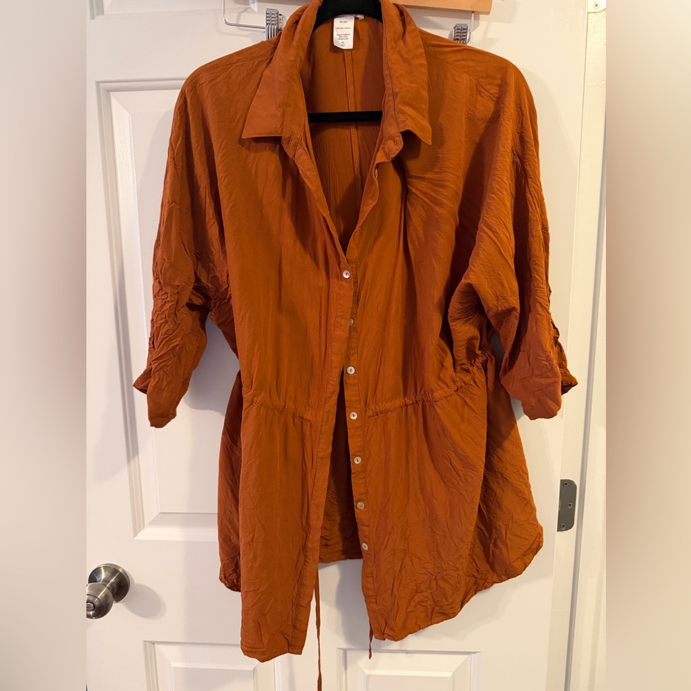 L*Space Terracotta Button-Down swim cover up
